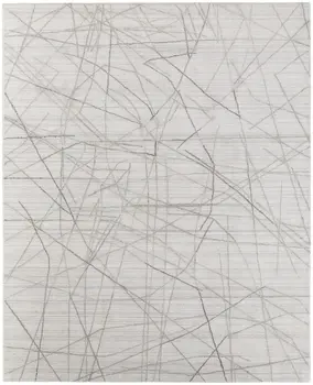 9' X 12' Gray and Ivory Abstract Hand Woven Area Rug