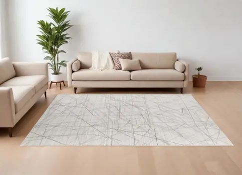 9' X 12' Gray and Ivory Abstract Hand Woven Area Rug