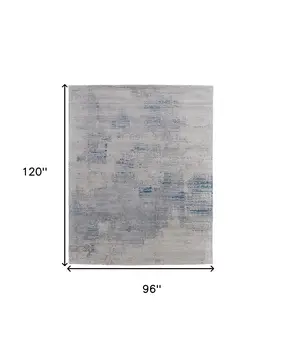 8' X 10' Gray Taupe and Blue Abstract Hand Tufted Area Rug