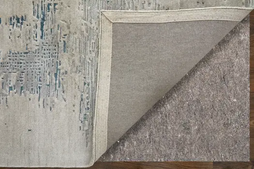8' X 10' Gray Taupe and Blue Abstract Hand Tufted Area Rug