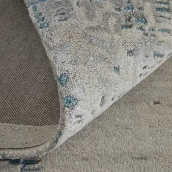 8' X 10' Gray Taupe and Blue Abstract Hand Tufted Area Rug