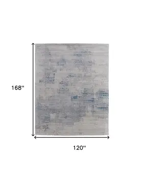 10' X 14' Gray Taupe and Blue Abstract Hand Tufted Area Rug
