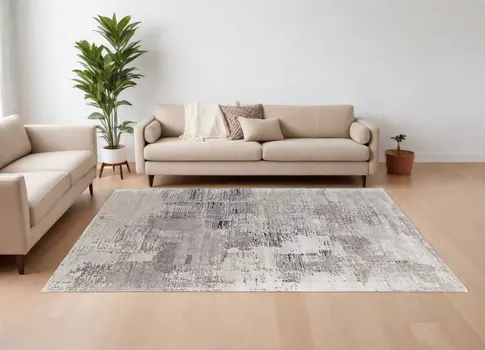 9' X 12' Brown Black and Tan Abstract Hand Tufted Area Rug