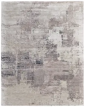 2' X 3' Brown Black and Tan Abstract Hand Tufted Area Rug