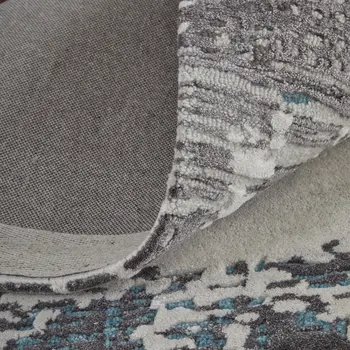 5' X 8' Ivory Brown and Blue Abstract Hand Tufted Area Rug