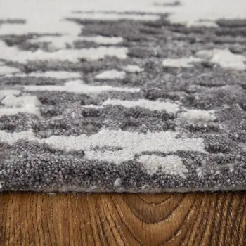 2' X 3' Ivory Brown and Blue Abstract Hand Tufted Area Rug