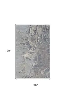 8' X 10' Ivory Taupe and Green Abstract Hand Tufted Worn Faded Area Rug