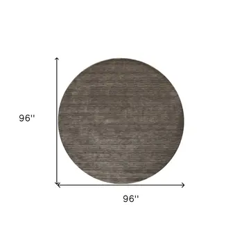 8' Brown Wool Hand Woven Round Rug