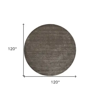 10' Brown Wool Hand Woven Round Rug