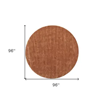 8' Orange Wool Hand Woven Round Rug