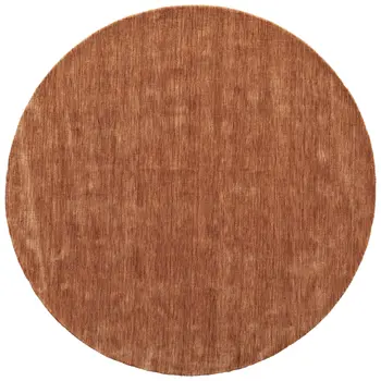 8' Orange Wool Hand Woven Round Rug