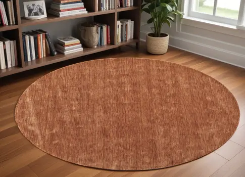 10' Orange Wool Hand Woven Round Rug