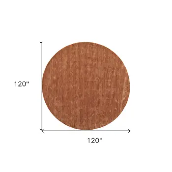 10' Orange Wool Hand Woven Round Rug