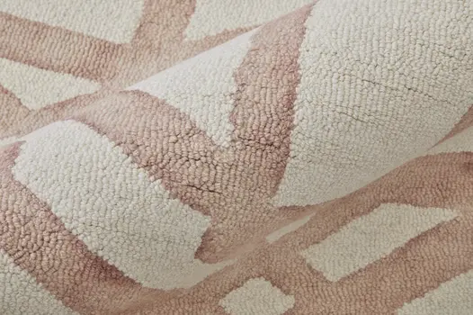 10' Pink and Ivory Wool Geometric Hand Tufted Round Rug