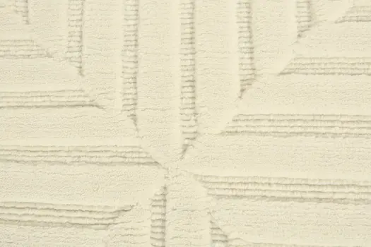 2' X 3' Ivory Wool Geometric Hand Knotted Area Rug