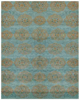 2' X 3' Green and Brown Floral Hand Knotted Worn Faded Area Rug