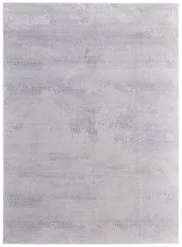 2' X 3' Ivory and Silver Abstract Power Loom Worn Faded Area Rug