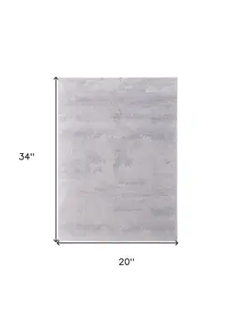 2' X 3' Ivory and Silver Abstract Power Loom Worn Faded Area Rug