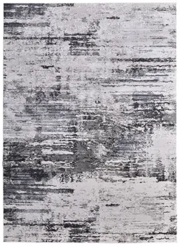 2' X 3' Ivory and Gray Abstract Power Loom Worn Faded Area Rug
