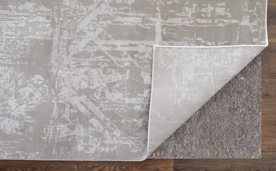 2' X 3' Ivory and Silver Abstract Power Loom Worn Faded Area Rug