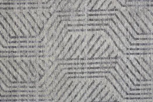 2' X 3' Tan and Gray Wool Geometric Hand Knotted Area Rug
