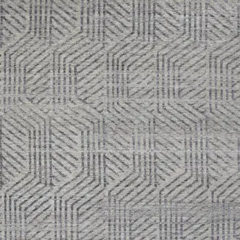 2' X 3' Tan and Gray Wool Geometric Hand Knotted Area Rug