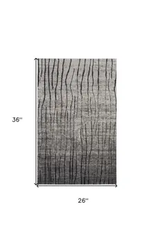 2' X 3' Black and Gray Abstract Power Loom Area Rug