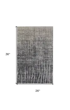 2' X 3' Black Gray and Ivory Abstract Power Loom Area Rug