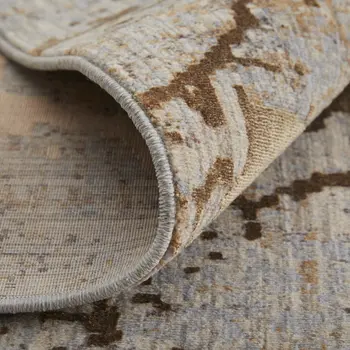 2' X 3' Tan Brown and Taupe Abstract Power Loom Area Rug