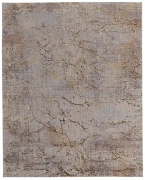 2' X 3' Tan Brown and Taupe Abstract Power Loom Area Rug