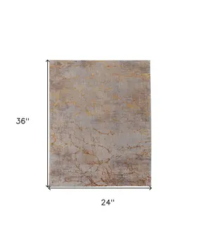 2' X 3' Gold Brown and Gray Abstract Power Loom Area Rug