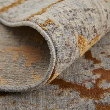 2' X 3' Gold Brown and Gray Abstract Power Loom Area Rug