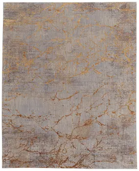 2' X 3' Gold Brown and Gray Abstract Power Loom Area Rug