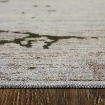 2' X 3' Taupe Green and Tan Abstract Power Loom Area Rug