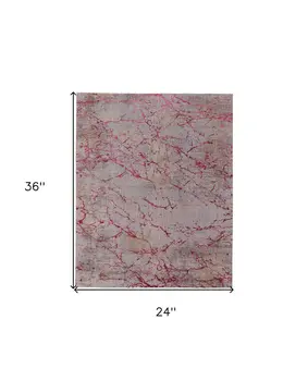 2' X 3' Pink Gray and Taupe Abstract Power Loom Area Rug