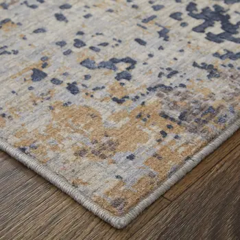 2' X 3' Blue Brown and Gray Abstract Power Loom Area Rug