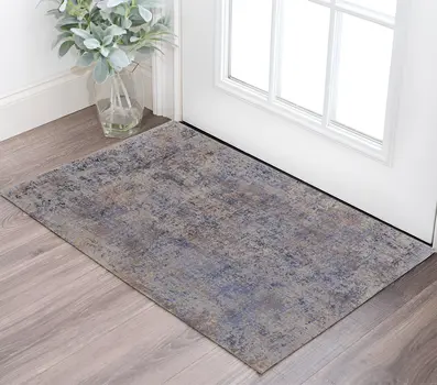 2' X 3' Blue Brown and Gray Abstract Power Loom Area Rug