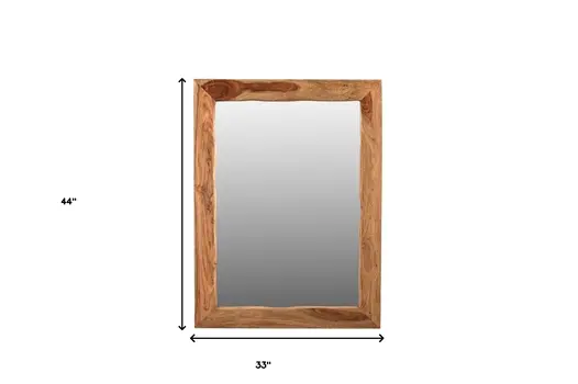 44" Brown Solid Wood Framed Accent Mirror