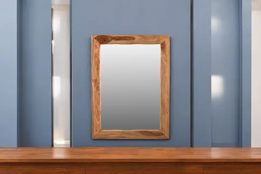 44" Brown Solid Wood Framed Accent Mirror