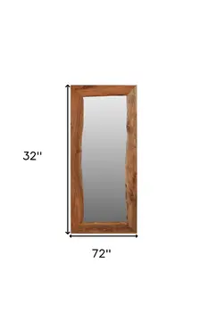 32" Brown Live Edge Solid Wood Full Length Hanging Mirror