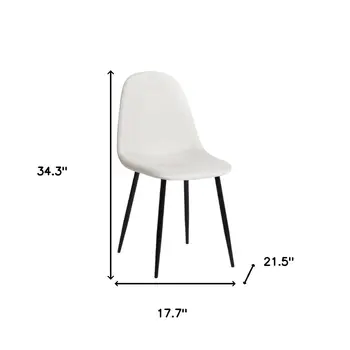 Set of Four Beige and Black Upholstered Fabric Dining Side Chairs