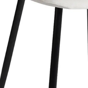 Set of Four Beige and Black Upholstered Fabric Dining Side Chairs