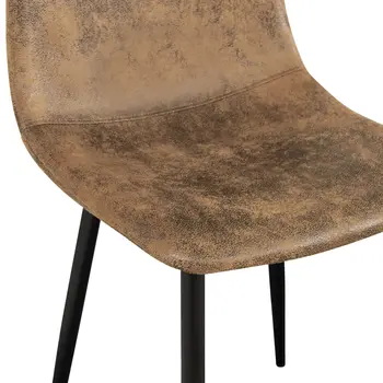 Set of Four Brown and Black Upholstered Suede Dining Side Chairs