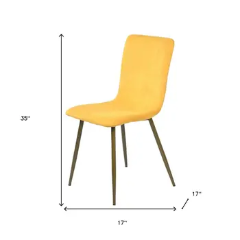 Set of Four Yellow and Gold Upholstered Fabric Dining Side Chairs