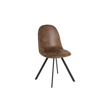 Set of Four Brown and Black Upholstered Suede Dining Side Chairs