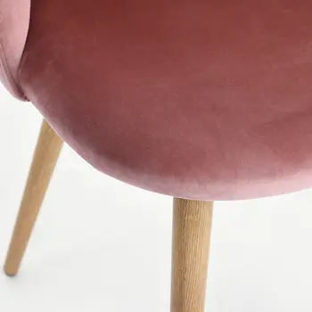 Set of Two Rose and Oak Upholstered Velvet Dining Side Chairs