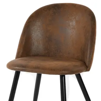 Set of Two Brown and Black Upholstered Suede Dining Side Chairs
