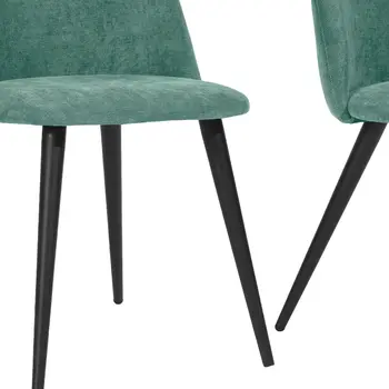 Set of Two Green and Black Upholstered Fabric Dining Side Chairs