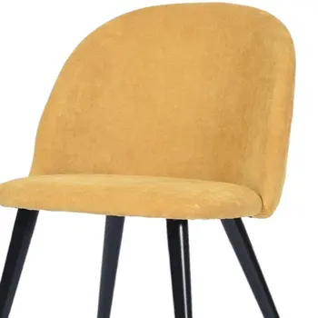 Set of Two Yellow and Black Upholstered Fabric Dining Side Chairs