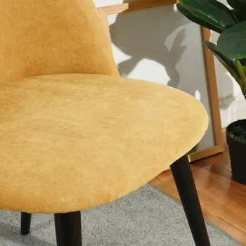 Set of Two Yellow and Black Upholstered Fabric Dining Side Chairs
